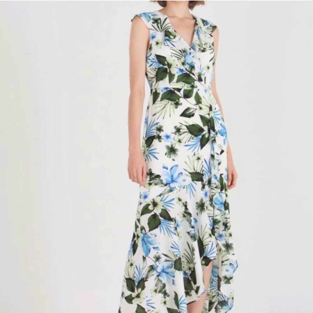Banana Republic Dress Size 4 Spring Floral Ruffles High Low Feminine Romantic